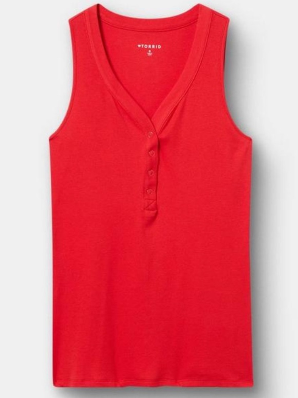 Torrid Cotton Modal Curved Henley Tank Top – Size 00 (10) – Red – NWT